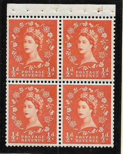 SB10 ½d Crowns left Wilding booklet pane Cyl E.13 perf type I UNMOUNTED MNT