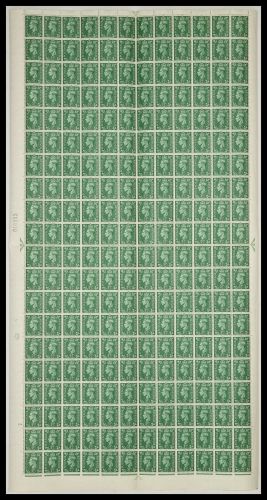 Sg 505 1½d Green Complete Sheet Cyl 192 No Dot w  flaw UNMOUNTED MINT