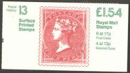 FQ3a 1984 Post History #13 Surface Printed Stamps - Folded Booklet - No Cylinder