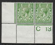 N14(8) ½d Yellow Green Royal Cypher Control C13 perf MOUNTED MINT