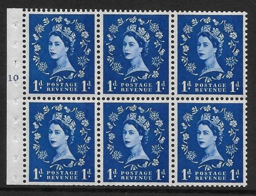 SB49 1d Wilding booklet pane Violet 8mm F10T No Dot perf type I UNMOUNTED MNT