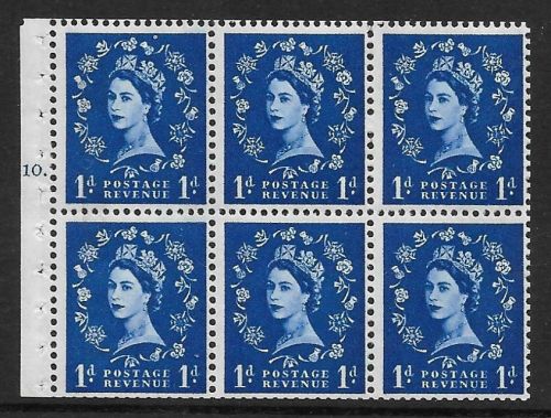 SB49 1d Wilding booklet pane Violet 8mm F10T Dot perf type Ie UNMOUNTED MNT