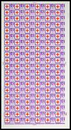 1963 Red Cross 3d (Ord) Cylinder 3A2B Dot FULL SHEET UNMOUNTED MINT