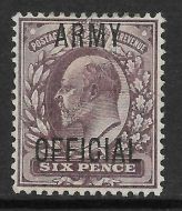 Sg O50 6d Purple Edward VII ARMY OFFICIAL overprint UNMOUNTED MINT