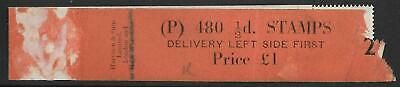 S2 ½d Edward watermark Sideways Delivery Coil leader P2 with 1 stamp