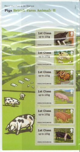2012 Pigs British Farm Animals II (2) post  Go PG 7 UNMOUNTED MINT