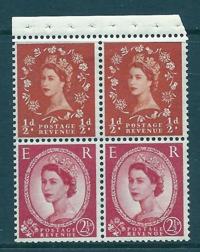 SB13 Wilding booklet pane crowns on white perf I(½v) UNMOUNTED MNT MNH