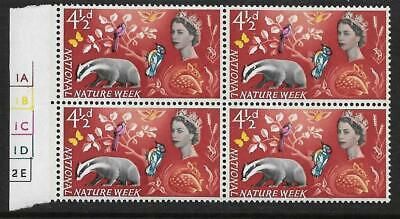 Sg 638pa 1963 4½d Nature Week Phos - Narrow Band Left Cyl block 4 UNMOUNTED MINT