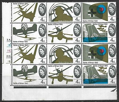 1965 Battle of Britain 4d (Phos) Cyl 3A. Flaws - Sg 673p  676p UNMOUNTED MINT