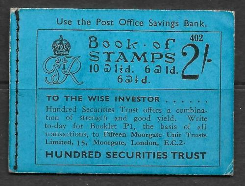 BD11 2 - GPO GVI booklet - Adv pane (9) Excellent condition UNMOUNTED MINT