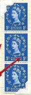 S15e 1d Wilding Graphite with variety - shamrock flaw strip 3 UNMOUNTED MINT