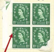S34f variety 1½d Wilding blue phos - Thistle Flaw block of 4 UNMOUNTED MINT