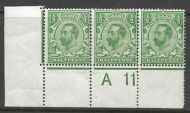 Sg 321 Spec N1(1) ½d Green Control A 11(w) perf 1A MOUNTED MINT