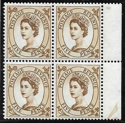 S103a 5d Wilding 9.5mm Violet phos variety - spot by E block 4 UNMOUNTED MINT