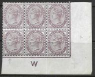 Sg 172 1d lilac control W imperf block of 6 UNMOUNTED MINT MNH