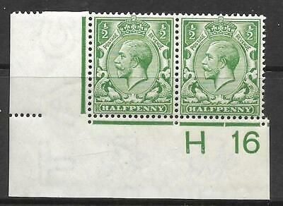 N14(7) ½d Deep Bright Green Control H16 Imperf pair UNMOUNTED MINT