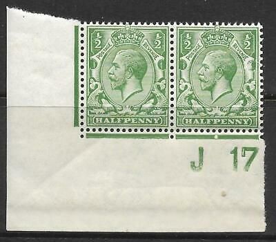 N14(3) ½d Pale Green Control J17 Imperf pair UNMOUNTED MINT