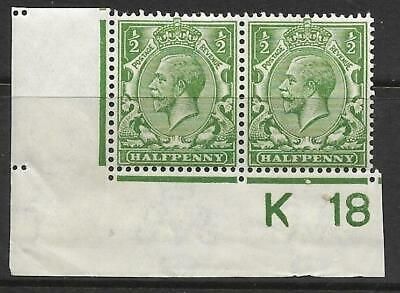 N14(8) ½d Yellow Green Control K18 Imperf pair UNMOUNTED MINT