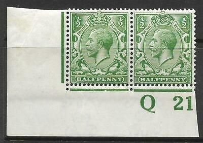 N14(1) ½d Green Control Q21 Imperf pair MOUNTED MINT left stamp