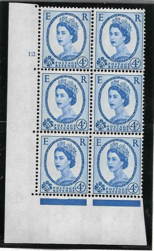 4d Wilding Blue Phosphor on White cyl 12 No Dot perf type A(E I) UNMOUNTED MINT