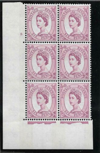 6d Wilding Blue Phosphor on White cyl 8 No Dot perf type A(E I) UNMOUNTED MINT