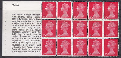 UB17a Cooks Booklet pane UNMOUNTED MINT MNH