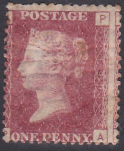 1858 Sg 43 1d Penny Red plate 199 Lettered P-A m m toned