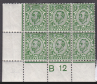 Sg 338 N4(1) ½d Green Crown die 2 B12(c) perf 2A UNMOUNTED MINT MNH
