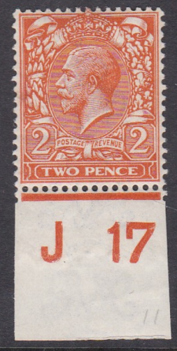 N19(5) 2d Orange Royal Cypher Control J 17 imperf UNMOUNTED MINT