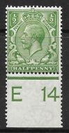 N14(8) ½d Yellow Green Control E 14 perf UNMOUNTED MINT