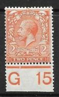 N19(2) 2d Reddish Orange Royal Cypher control G15 perf single UNMOUNTED MINT