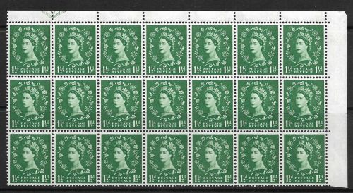 Sg S34g variety 1½d Wilding blue phos - daffodil flaw UNMOUNTED MINT