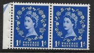 SB22 1d Wilding Tudor booklet pane perf type E(½v) UNMOUNTED MNT