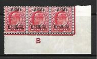 Sg O49 1d Scarlet ARMY OFFICIAL overprint on Control B UNMOUNTED MINT