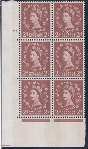 2d Wilding Violet 9.5mm Phosphor Cyl 27 Dot perf A(E I) UNMOUNTED MINT