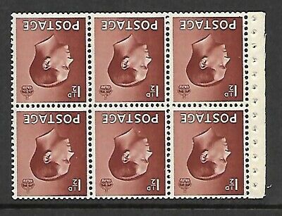 PB3a 1½d Edward VIII Booklet pane perf type I UNMOUNTED MINT