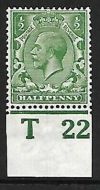 N14(17) ½d Cobalt Green Control T 22 Imperf single UNMOUNTED MINT