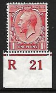 N16(11) 1d Carmine Red Royal Cypher Control R21 Imperf single UNMOUNTED MINT