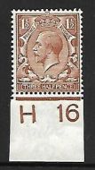 N18(10) 1½d Yellow Brown Royal Cypher control H16 imperf single UNMOUNTED MINT