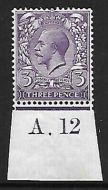 N22(1) 3d Reddish Violet Royal Cypher Control A. 12 imperf (w) UNMOUNTED MINT