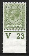 N30(1) 9d Olive Green Royal Cypher Control V23 perf UNMOUNTED MINT