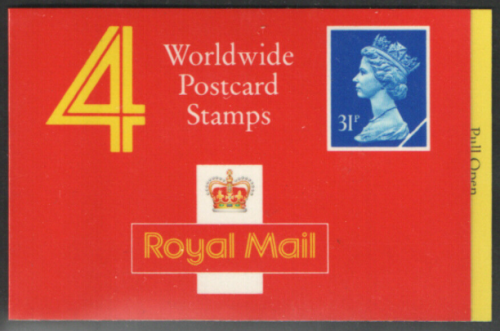 GH1 4 x worldwide postcard stamps (31p) Complete Booklet - No Cylinder