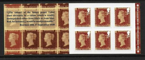 MB16 175th Anniv 1d Red Stamps 6 x 1st stamps barcode booklet - No Cyl