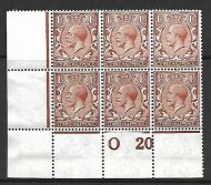 N18(1) 1½d Red Brown Royal Cypher Control O20 Perf block of 6 UNMOUNTED MINT