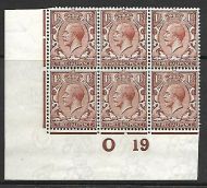 N18(1) 1½d Red Brown Royal Cypher Control O19 Imerf block of 6 UNMOUNTED MINT