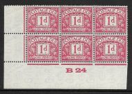 D11 1d Block Cypher Postage due chalky Control B 24 Imperf MOUNTED MINT