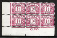 D9 1d Royal Cypher Postage due chalky Control C 25 Imperf UNMOUNTED MINT