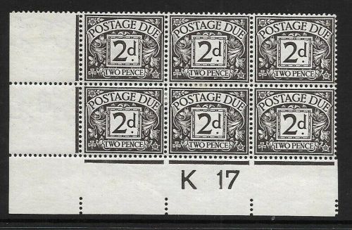 D4 2d Royal Cypher Postage due Control K 17 Imperf MOUNTED MINT