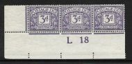 D5 3d Royal Cypher Postage due Control L 18 Imperf MOUNTED MINT