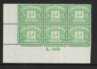 D10 ½d Block Cypher Postage due Control L 29 Imperf UNMOUNTED MINT